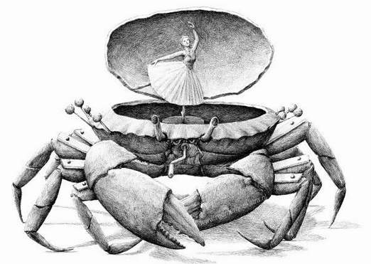 granchio con balletina .disegno poeta stravagante