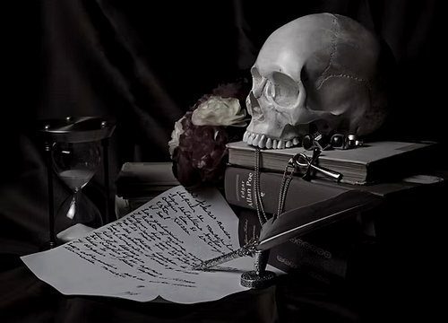 Il gotico in letteratura con teschi e paura