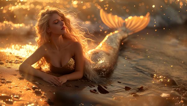 sirena nel mare dorato